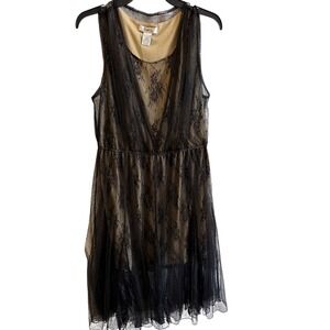 Pinky Black Lace Romantic Gothic Dark Coquette Dress Women's Size L